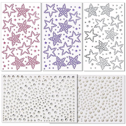 Teenitor Star Face Stickers Star Face Gems For Kids Women, Self Adhesive Face Rhinestones Hair Gems for Face, Body, Hair Makeup, Star Accessories Face Jewels For Women Kids