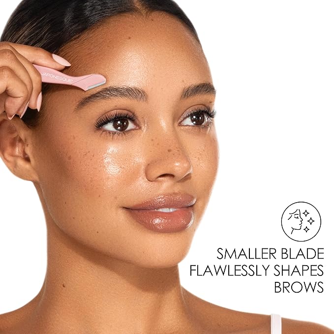 JAPONESQUE Mini Touch Up Razors - Travel Size Dermaplaning Tool Set - 3 Piece Mini Travel Razor Kit, One Blade Fixed Dermaplane Razor For Women