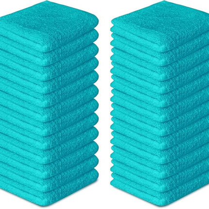 Softolle 100% Cotton Washcloths 24 Pack (12x12 Inches) Soft, Highly Absorbent Washcloth, Face Towels, Wash Cloths for Face, Ring Spun, Bulk Pack (Turquoise)