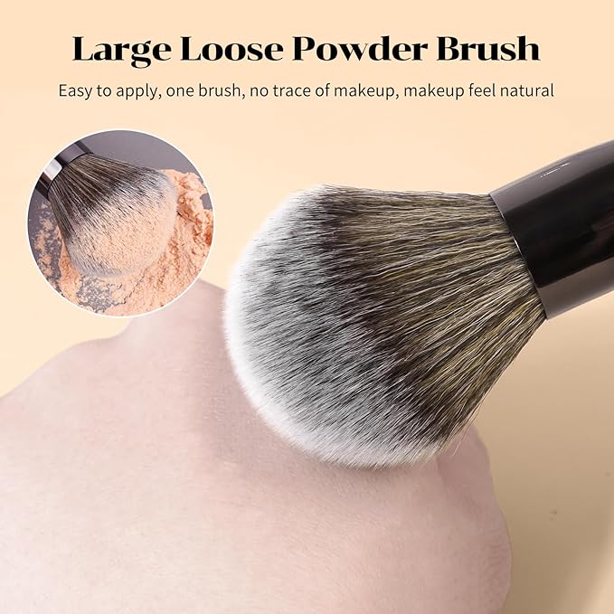 MAANGE 7pcs Makeup Brush Set Double Sided Kabuki Makeup Brushes Contour Brush for Foundation Liquid Powder Concealer Cream Cosmetics Bronzer Blending Blush Buffing Makeup Tools (Black)