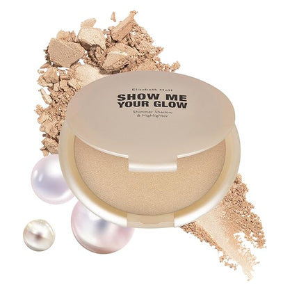 Elizabeth Mott Show Me Your Glow 2-in-1 Powder Highlighter Makeup and Shimmer Eye Shadow - Natural Face Glow Makeup, Cruelty-Free and Paraben-Free - Illuminating Champagne Highlighter (10g)