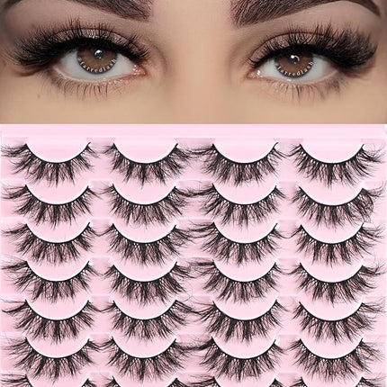 FARRED Cat Eye Lashes Short Natural Eyelashes 15mm Fluffy Wispy Strip Eyelash 14 Pairs Cute Natural Fake Lashes Packs Small Full pestañas Set (F10 | 9-15mm)