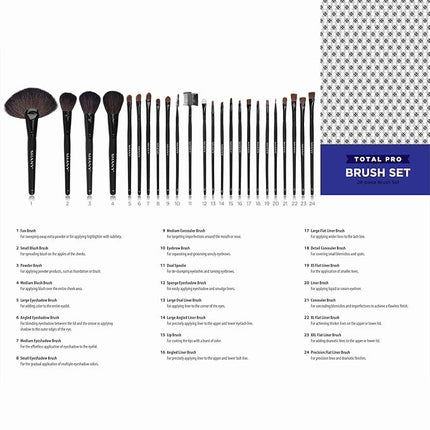 SHANY Makeup Brush Set Studio Quality Total Pro Make up Brushes with Pouch- Cosmetics applicator for Foundation, Powder, Eyeshadow, Concealer, Liner and more - 24 Count