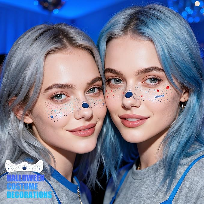 Freckles Face Tattoo - Cute Glitter Temporary Tattoos for Halloween Makeup, Stitches Costume, Classroom Prizes & Christmas Rewards | Waterproof Fake Freckle Stickers for Women & Girls (8 Sheets)