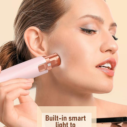 IFANZETECH Eyebrow Trimmer Facial Hair Removal for Women: 2 in 1 Rechargeable Facial Hair Remover & Eyebrow Razor, Electric Painless Face Shaver for Women with LED Light for Eye brow, Lips & Face