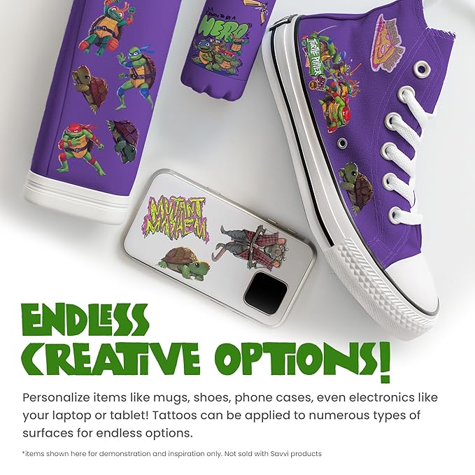 Teenage Mutant Ninja Turtles Temporary Tattoos for Kids 200 pack - TMNT tattoos. Made in the USA w Certified Safe Ink. Kids Birthday Party Supplies & Party Favors.