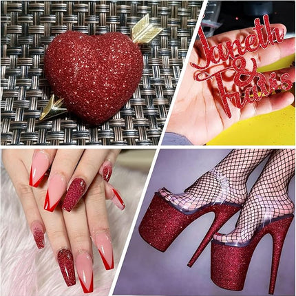 Extra Fine Holographic Cosmetic Laser Glitter Powder for Craft, Nail, Body, Eye, Hair, Face, Lip Gloss, Metallic Glitter Powder for Tumbler and Makeup (Laser Red) - 150g