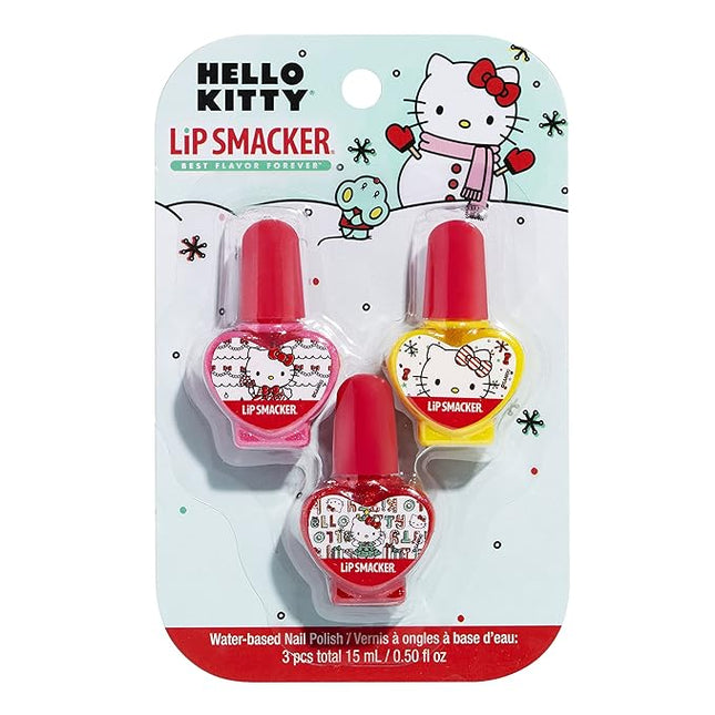 Lip Smacker Nail Polish, 3 Moisturizing, Smoothing Soft Shine, Hydrating & Protecting Fun Flavors, Cruelty-Free & Vegan - Holiday Hello Kitty