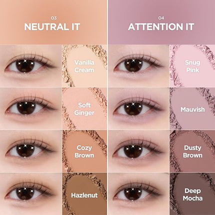 lilybyred Mood It Palette | 4-Shade Korean Eyeshadow Palette, Pre-Matched Personal Tone, Soft Blending, Buildable Coverage, Matte & Shimmer Finish, Daily Wear, Compact Size, 0.10 oz. (03 Neutral It)