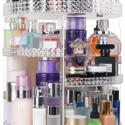360 Degree Rotating Makeup Organizer, Extra Large Capacity Perfume Organizer, Removable DIY 7 Layers Make up Organizer for vanity, Cosmetic Display Case Organizador De Maquillaje (Clear)