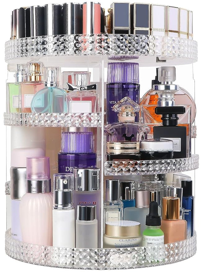 360 Degree Rotating Makeup Organizer, Extra Large Capacity Perfume Organizer, Removable DIY 7 Layers Make up Organizer for vanity, Cosmetic Display Case Organizador De Maquillaje (Clear)