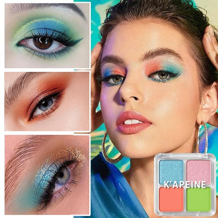 K'APEINE Matte Eyeshadow Palette, 4Colors Eyeshadow Makeup Kit Candy Color Eye Shadow Palette Highly Pigmented Long-Lasting Eyeshadows Quad for Women Girls Party,Music Festival, Stage Performance