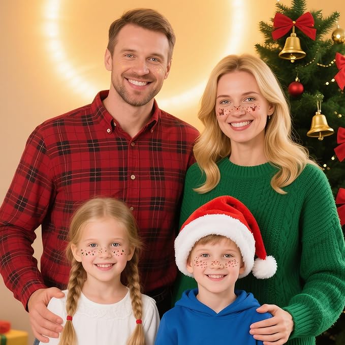 Christmas Glitter Face Tattoo,Diesetsr Body Glitter Temporary Tattoos Patches, Festival Rave Outfits for Women, Sparkle Patches for Kids, Party Christmas Festival Decorations,30 PCS