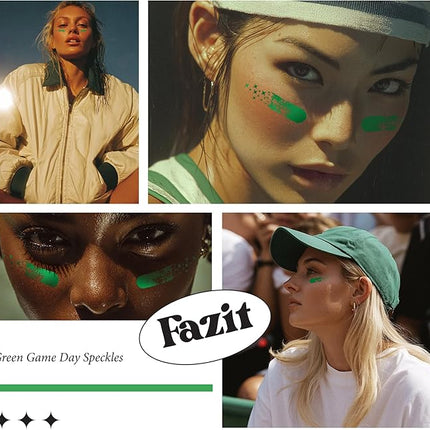 Fazit Makeup Patches - Green Game Day Speckles - Glow Up Make-Up Patches - Cute Glitter Makeup Accessories for Women - Cosmetic Glitter for Face
