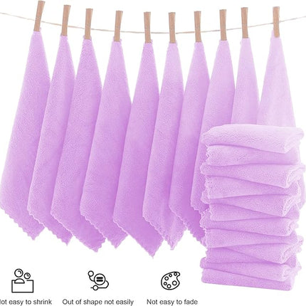 MOONQUEEN Ultra Soft Premium Washcloths Set - 12 x 12 inches - 24 Pack - Quick Drying - Highly Absorbent Coral Velvet Bathroom Wash Clothes - Use as Bath, Spa, Facial, Fingertip Towel (Purple)