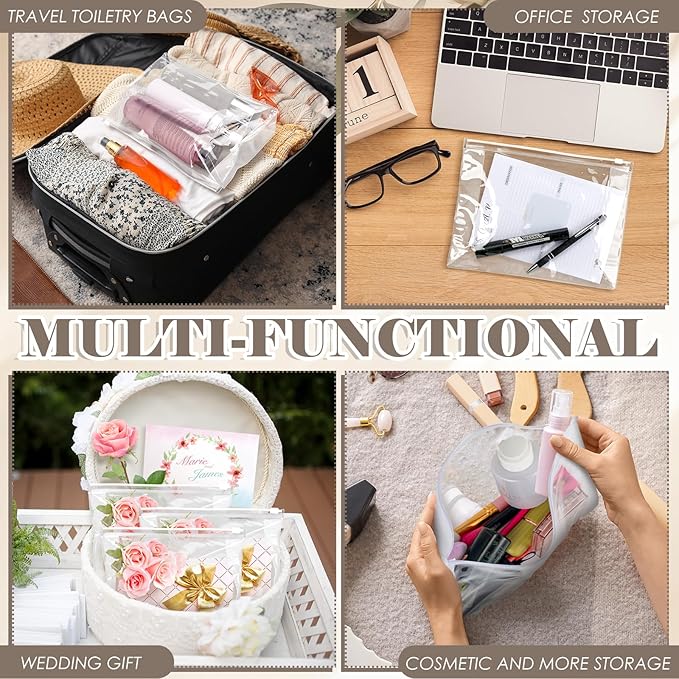 Xuniea 50 Pcs Mini Clear Makeup Bag Small Clear Zipper Pouch Travel Plastic Cosmetic Organizer Waterproof for Toiletries Swimsuit Bikini Bathing Suit(9.8'',7.9'',5.9'',Transparent)