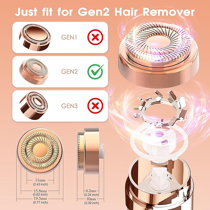 Replacement Heads for Flawless Facial Hair Remover, Generation 2, Double Halo Replacement Blades for Finishing Touch Flawless Hair Removal Gen 2, 6 Count