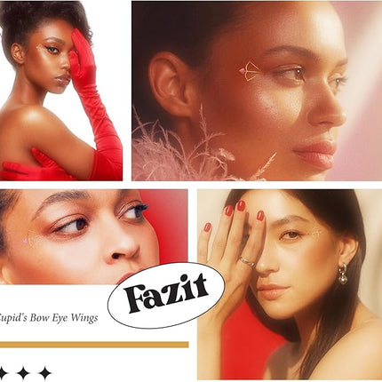 Fazit Makeup Patches - Cupid's Bow Eye Wings - Glow Up Make-Up Patches - Cute Glitter Makeup Accessories for Women - Cosmetic Glitter for Face