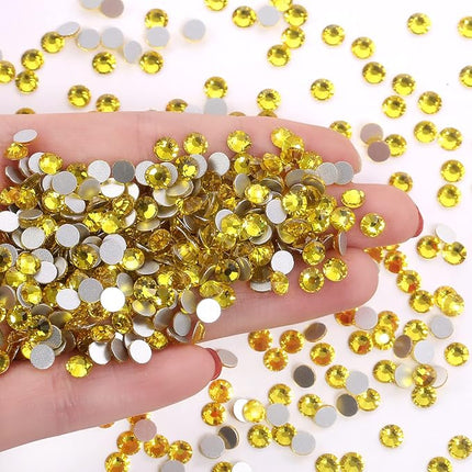 1440Pcs Lemon Yellow Crystal Rhinestones,Glass Flatback Rhinestones Gemstones for Nail Face Makeup Art Crafts Clothes Decoration -(SS20, 4.8mm,Lemon Yellow)
