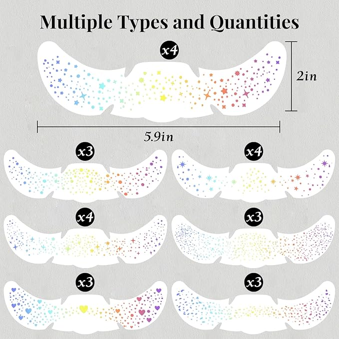 24pcs Glitter Freckles Makeup Patches-Holographic-Face Glitter Speckles, Sparkle Speckles Patches for Women, Cute Sparkling Fake Freckles, Glitter Freckles Face Tattoo, Musical Festival Accessories