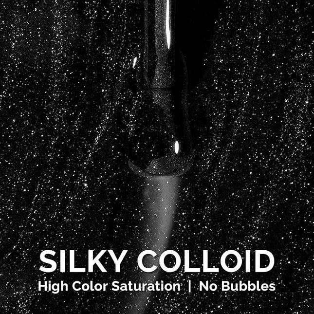 MelodySusie Black Gel Nail Polish, 0.5fl oz Nails Soak Off UV LED Black Shimmer Gel Polish Gift for Women Nail Art Manicure Salon DIY Nail Design Decoration at Home-1760