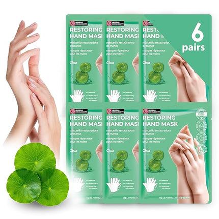 Innerest Original Derma Beauty 6 Pairs Hand Mask, Restoring Cica Hydrating Hand Mask Set, Moisturizing Hand Care, Repair Gloves, Essential Nail Care, Rejuvenation Soothing Gloves