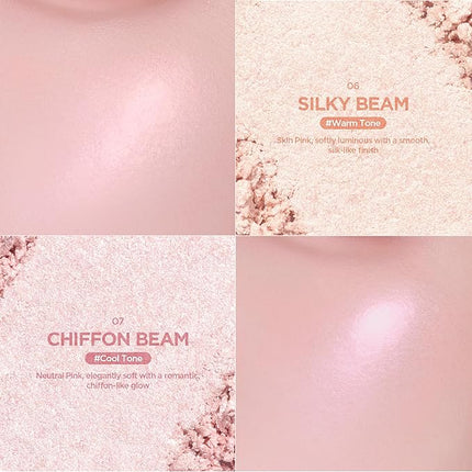 lilybyred Luv Beam Glow Veil | Korean Heart-Shaped Highlighter, Illuminating Shimmer, Radiant Glow, Silky Powder Texture, Buildable & Blendable, Lightweight & Long-Lasting, 0.11 oz. (07 Chiffon Beam)