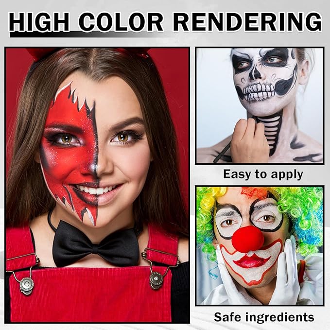 3 Colors Face Body Paint Sticks Professional Eye Black Football Baseball Softball,Highly Pigmented Halloween Facepaint Makeup Kit for Adults and Kids（White/Black/Green Eye Black Sticks）