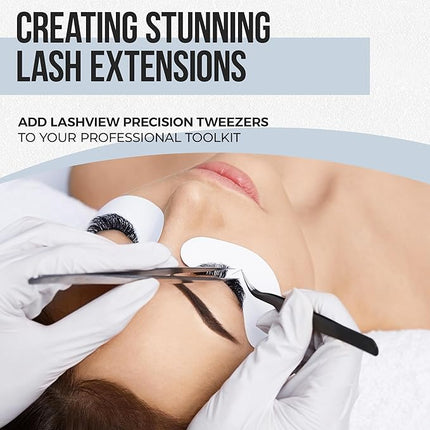 LASHVIEW Lash Tweezer, Vetus Curved Eyelash Tweezers for Profissional Grafting Eyelash Extension, Stainless Steel Needle Nose Tweezers for Lash Extension Stickers Precision Electronics, ST15