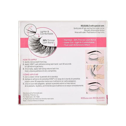 KISS Lash Couture LuXtensions Collection False Eyelashes, Flat Lash Technology, Super Slim Lash Band, Real Lash Extension Fibers, Reusable, Style ‘Russian Volume', 16mm, 1 Pair Strip Lashes
