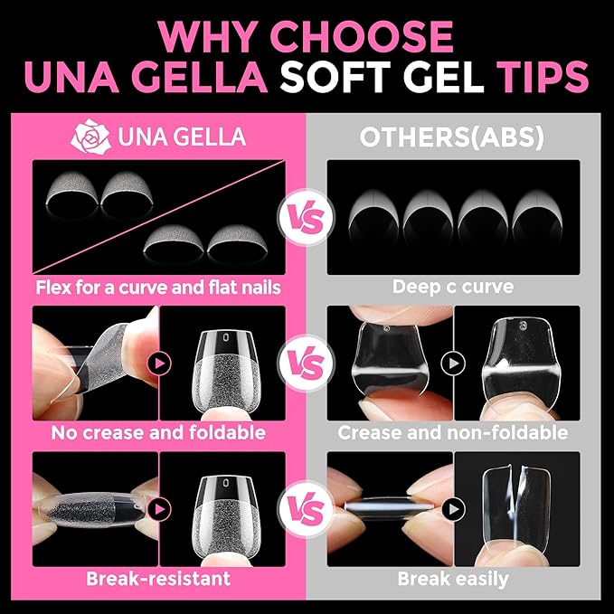 UNA GELLA Extra Short Coffin Nail Tips: XS 216pcs Pre-shape Press on Nails Extra Short Coffin Gel Tips Full Cover Acrylic Fake False Nails Extension 12 Sizes Gelly Tips