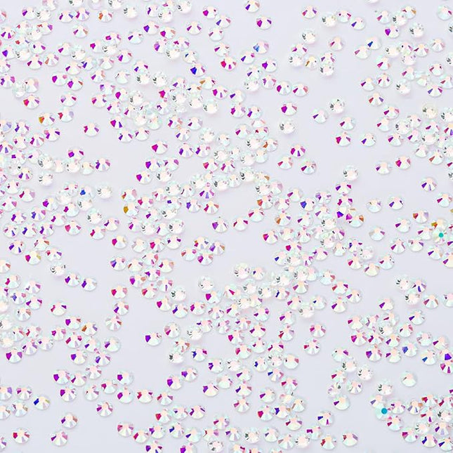 1440Pcs Transparent AB Crystal Rhinestones,Glass Flatback Rhinestones Gemstones Small for Nail Face Makeup Art Crafts Clothes Decoration -(SS6,2.0mm,Transparent AB)