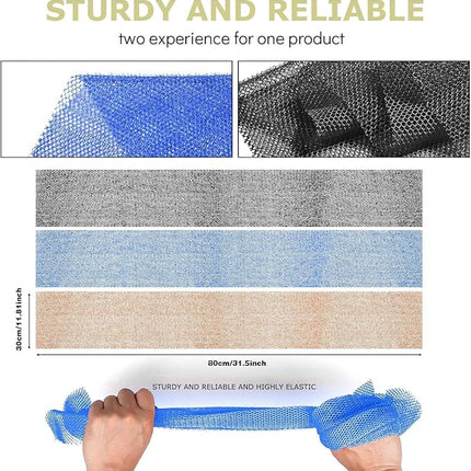 3 Pieces African Bath Sponge African Net Long Net Bath Sponge Exfoliating Shower Body Scrubber Back Scrubber Skin Smoother,Great for Daily Use (Black、Blue、Brown)