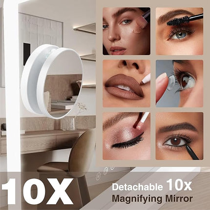 Vanity Mirror with Lights 21"×15.7" LED Makeup Mirror,Dimmable Smart Touch Control Mirror with Lights for Bedroom Tabletop, 360° Rotation,Vanity Mirror Square White,Ideal Gifts for Her