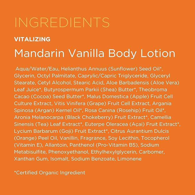 Andalou Naturals, Lotion Body Vitalizing Mandarin Vanilla, 8 Fl Oz