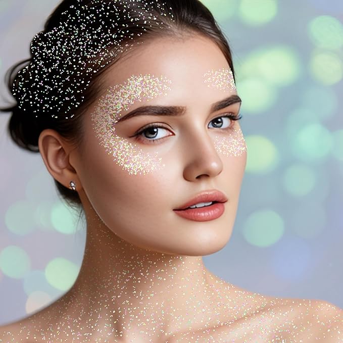 MEICOLY Clear White Face Body Glitter Stick,Hair Glitter Stick for Kids and Women,Sparkle Chunky Glitter Makeup,Waterproof Face Glitter for Party Rave Festival