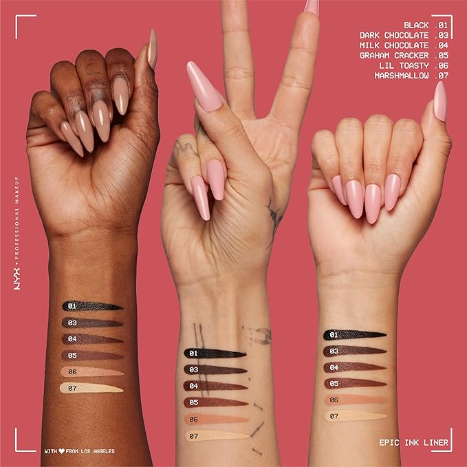 NYX PROFESSIONAL MAKEUP Epic Ink Liner, Waterproof Liquid Eyeliner with Vegan Formula - Milk Chocolate (Brown Matte)