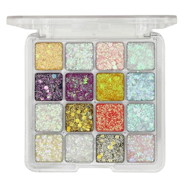 K'APEINE Eyeshadow Palette, 16 Colors Glitter Eyeshadow Chunky Pressed Sparkle Eye Shadow Powder Makeup Pallet Ultra Shimmer Makeup Kit Highly Pigmented Long Lasting Waterproof for Face Body