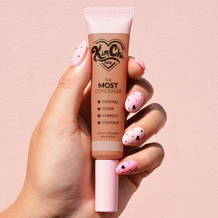 KimChiChic Beauty The Most Concealer | Full Coverage Water Resistant Multi-Use Concealer | Conceal, Correct, Contour & Highlight | Matte Satin Hybrid Finish | Brush Applicator, 0.63 oz, 22-Orange