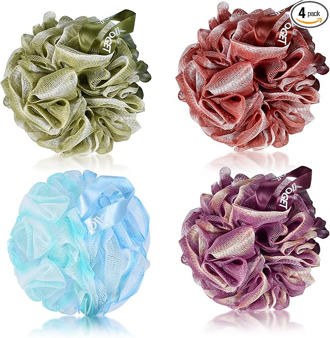 Yoget 4 Pack Bath Loofah Sponge, 4 Color 60G Bath Sponge,Exfoliate, Cleanse, Soothe Skin