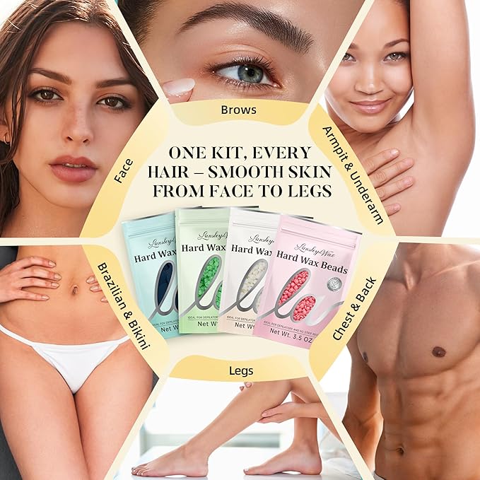 LANSLEYWAX Digital Waxing Kit for Women Men - YOLO Flora Waxing Machine with 39 Accessories - Hard Wax Kit for Arm Leg Brazilian Bikini Face Sensitive Skin, Wax Warmer Hair Removal for Home/Salon Use