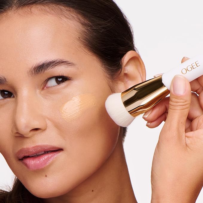 Ogee Professional Quality Makeup Brush - Ultra-Soft Base Brush with Vegan Bristles for Flawless Liquid Makeup Application - Premium Foundation Brush for Liquid Makeup