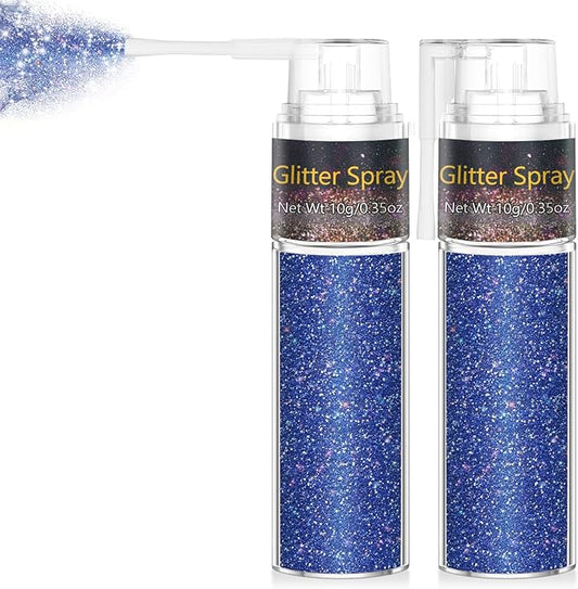 Hair and Body Glitter Spray, 1PC Sparkling Blue Hair Glitter Extra Fine Face Shimmer Powder for Clothes, Festival Loose Sparkle Powder for Rave Clothes Nail Art Easter Halloween Crafts (Blue)