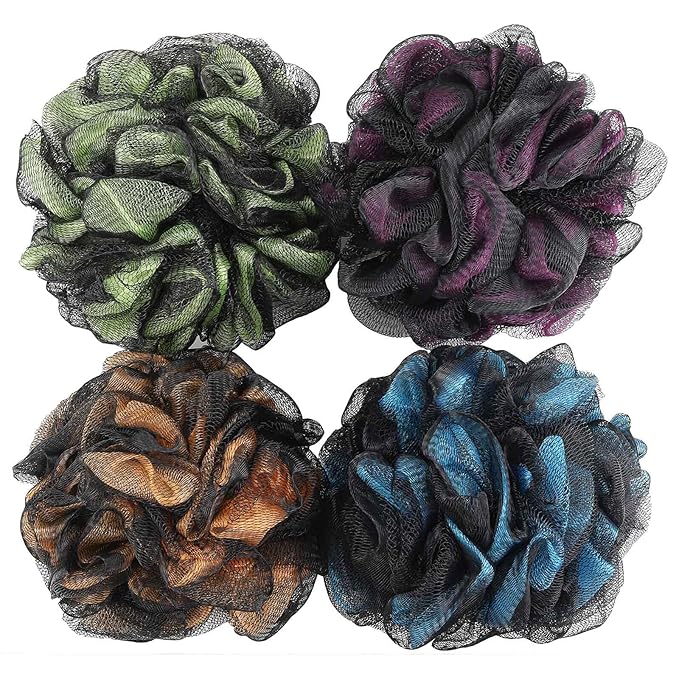 75g/Pcs Shower Loofah Bath Sponge for Women Men Lufa Exfoliating Body Scrubber (Set of 4)