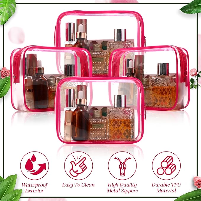 Weewooday 12 Pieces Clear Makeup Bags Cosmetic Storage Bags PVC Zipper Pouches Travel Waterproof Makeup Plastic Case for Women Organizing Toiletries Traveling Bathroom