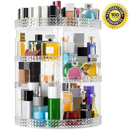 360 Rotating Makeup Organizer Countertop, Clear Acrylic Large Perfume Organizer, Organizador De Perfumes, 7 Layers Make Up Organizer and Storage Fits for Vanity and Bathroom - X-Large Clear