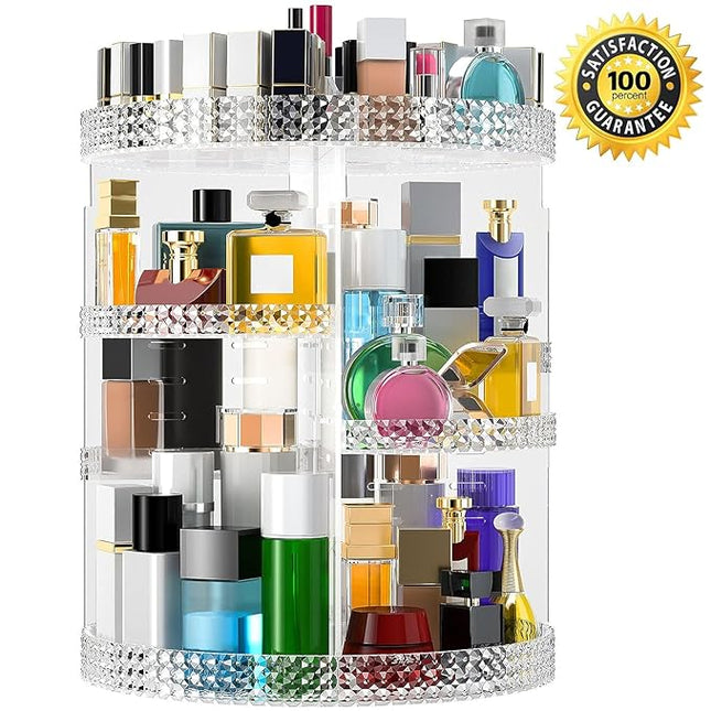 360 Rotating Makeup Organizer Countertop, Clear Acrylic Large Perfume Organizer, Organizador De Perfumes, 7 Layers Make Up Organizer and Storage Fits for Vanity and Bathroom - X-Large Clear