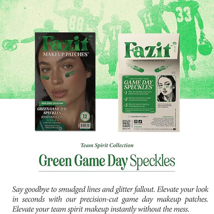 Fazit Makeup Patches - Green Game Day Speckles - Glow Up Make-Up Patches - Cute Glitter Makeup Accessories for Women - Cosmetic Glitter for Face