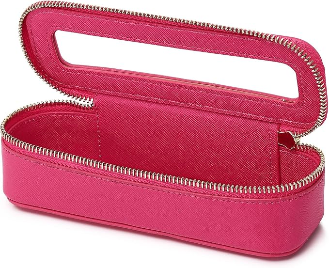 Pinkmik Makeup Brush Bag Slim Clear Makeup Bag Transparent Travel Cosmetic Case & Toiletry Bag with Zipper Small Beatuy Makeup Bag Purse Organizer for Women (X/Fuxia, SLIM)