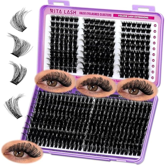 Cluster Lashes 460PCS 4 Style Lash Clusters Eyelash Extensions False Eyelashes DIY Wispy Lash Extension Natural Look Individual Lashes(WL Style+150D lash only)